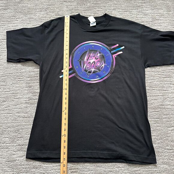 VTG Las Vegas Shirt Mens Xl Black Purple Neon Sign Single Stitch Made in USA 90s - Picture 9 of 9